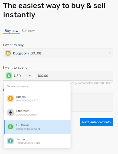 buy dogecoin with bank account