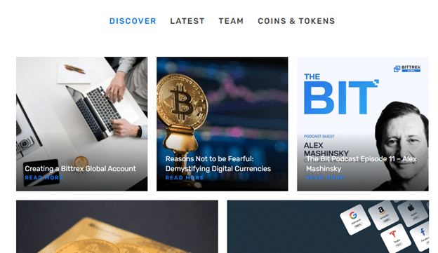 Discover feature on Bittrex