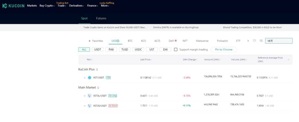 How to buy Vechain on Kucoin