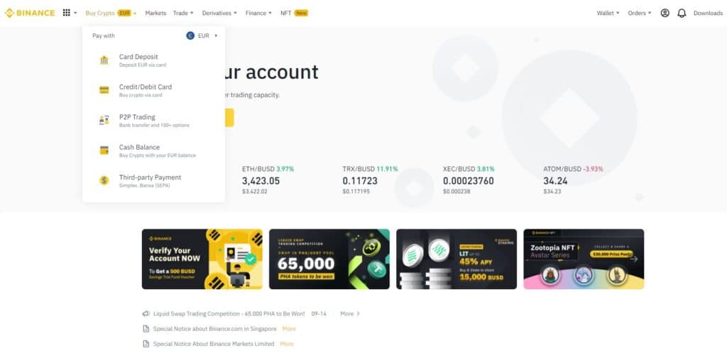 BInance payment methods