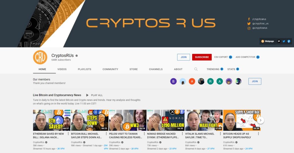 best crypto youtube channels - cryptosrus