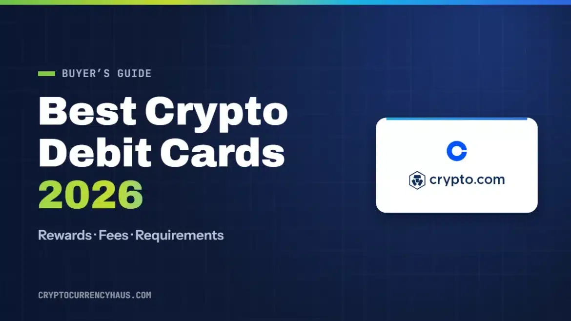 Best crypto debit cards 2026 featured image with Coinbase and Crypto.com logos