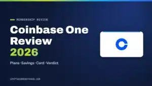 Coinbase One review 2026 featured image with the Coinbase logo