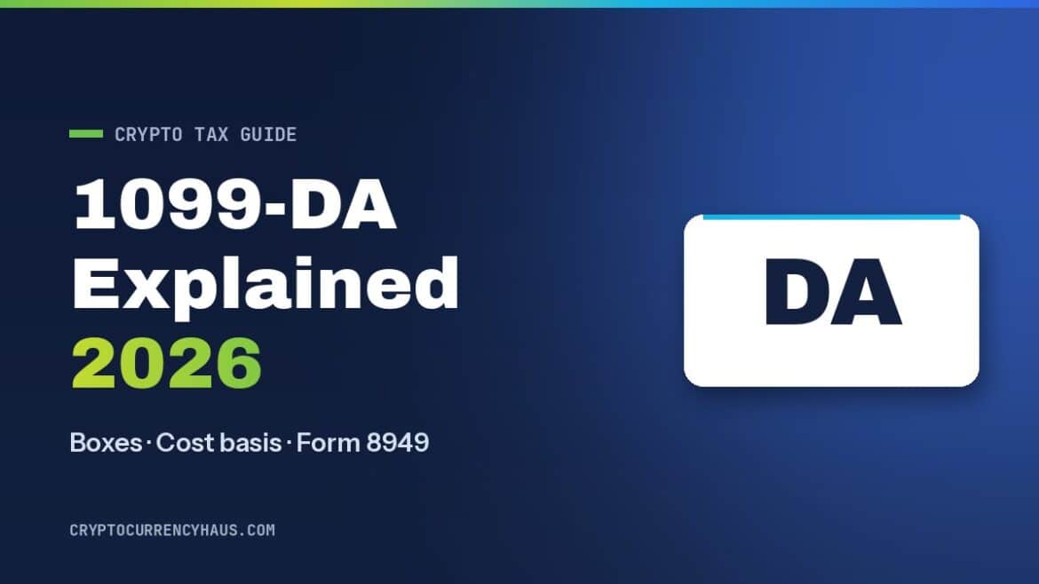 Form 1099-DA explained title card for the 2026 crypto tax guide