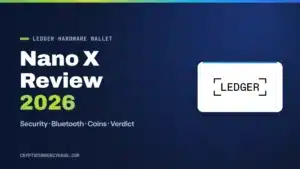 Ledger Nano X review 2026 featured image with the Ledger logo
