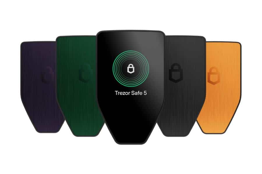 Trezor Safe 5 hardware wallet in five colors