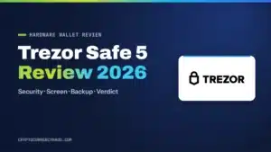 Trezor Safe 5 review 2026 featured image with the Trezor logo